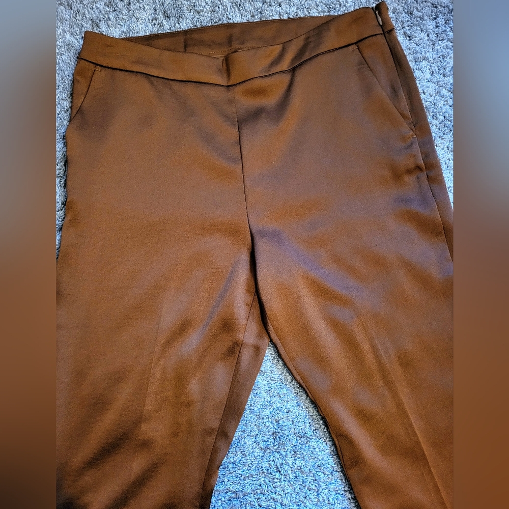 Bronze/brown satin pants - Picture 3 of 5